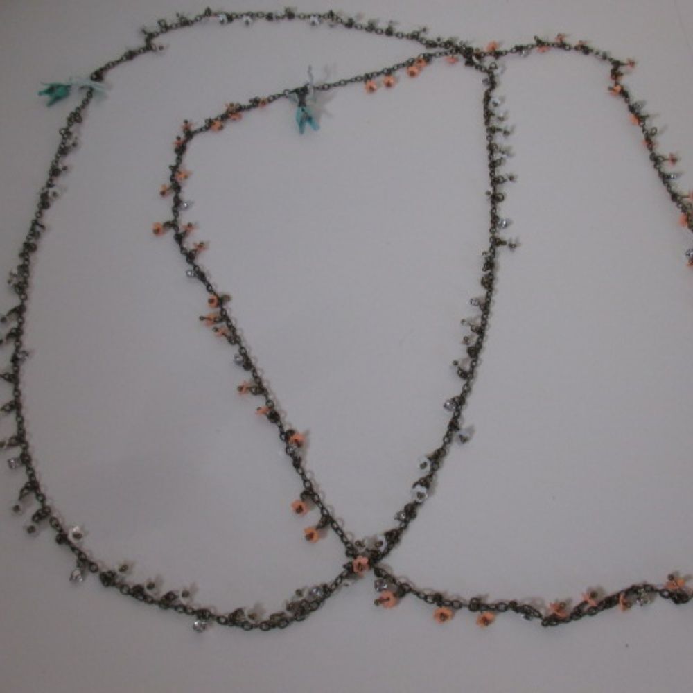 Anthropologie Enamel Flower Layer Necklace Set of 2 NWOT 49  EA